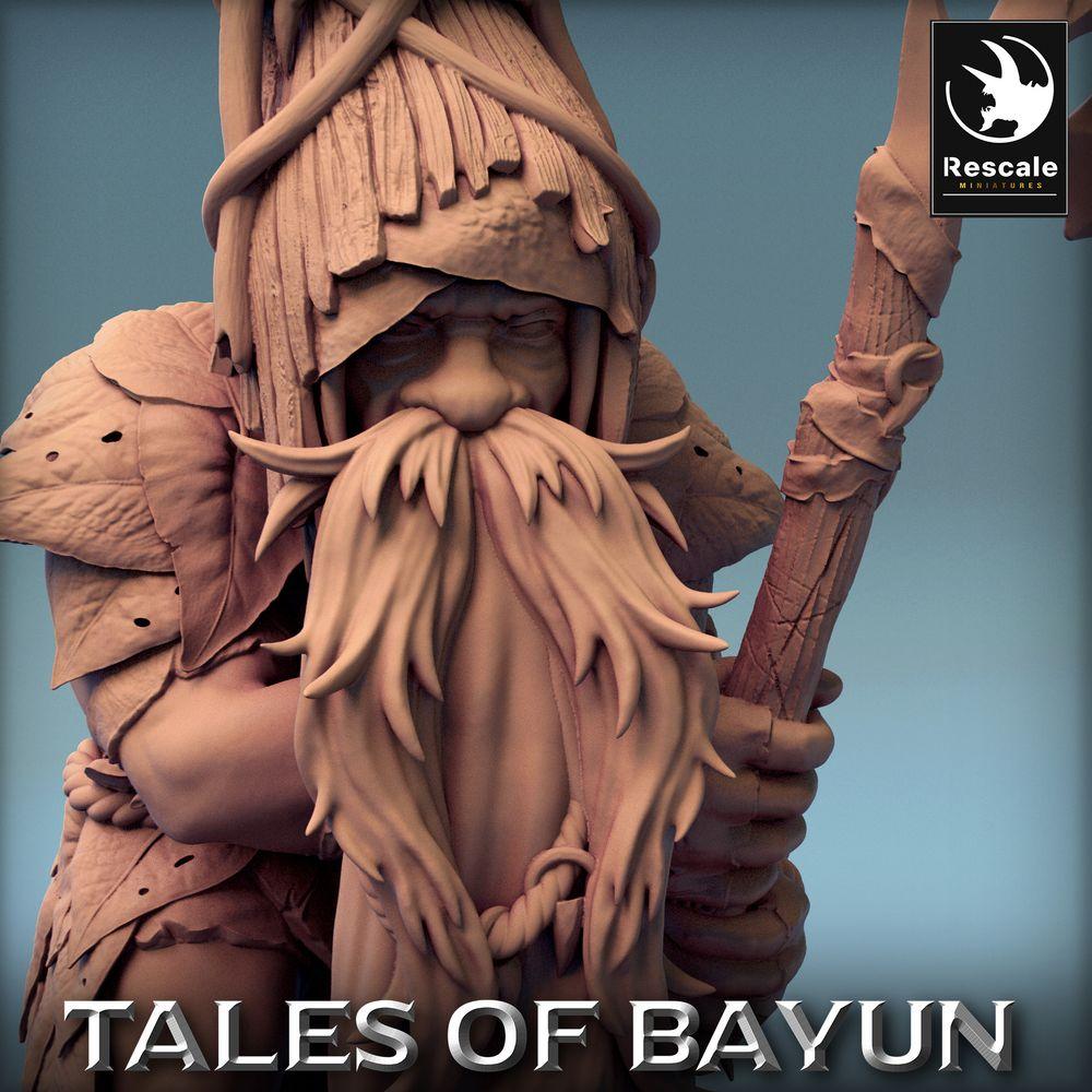 Produktfoto Tabletop 28mm Lord of the Print (LotP) 0: Fantasy Figur: Waldschamane Druide mit dornenbesetztem Stab - Stammesältester, Runenpriester, Forest Shaman Druid (24_01_A6)