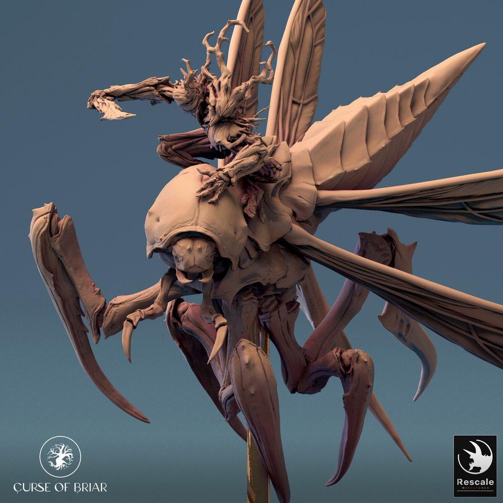 Produktfoto Tabletop 28mm Lord of the Print (LotP) 0: Tabletop Miniatur: Insektoide Riesenwespe mit Hexenreiterin, Schwarmherrin Fyrionis (24_07_D7)