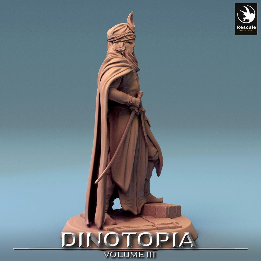 Foto del producto Tabletop 28mm Lord of the Print (LotP) 0: Miniatura de Tabletop: Guerrero del desierto, luchador con sable y asesino, príncipe nómada, líder de la guardia de caravanas (24_06_E17)