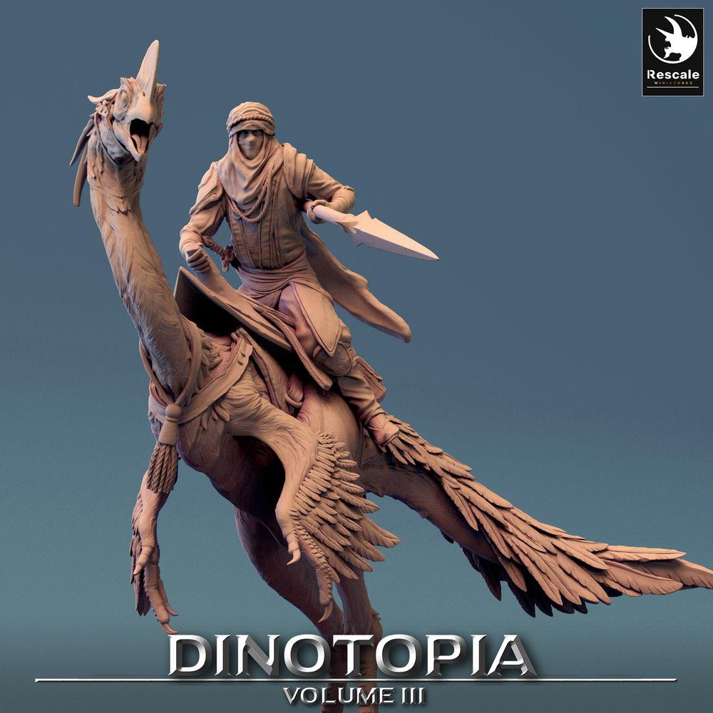 Foto del producto Tabletop 28mm Lord of the Print (LotP) 0: Miniatura de Tabletop: Jinete nómada sobre Raptor, jinete de pájaro con lanza / Jinete de Raptor (24_06_D5)
