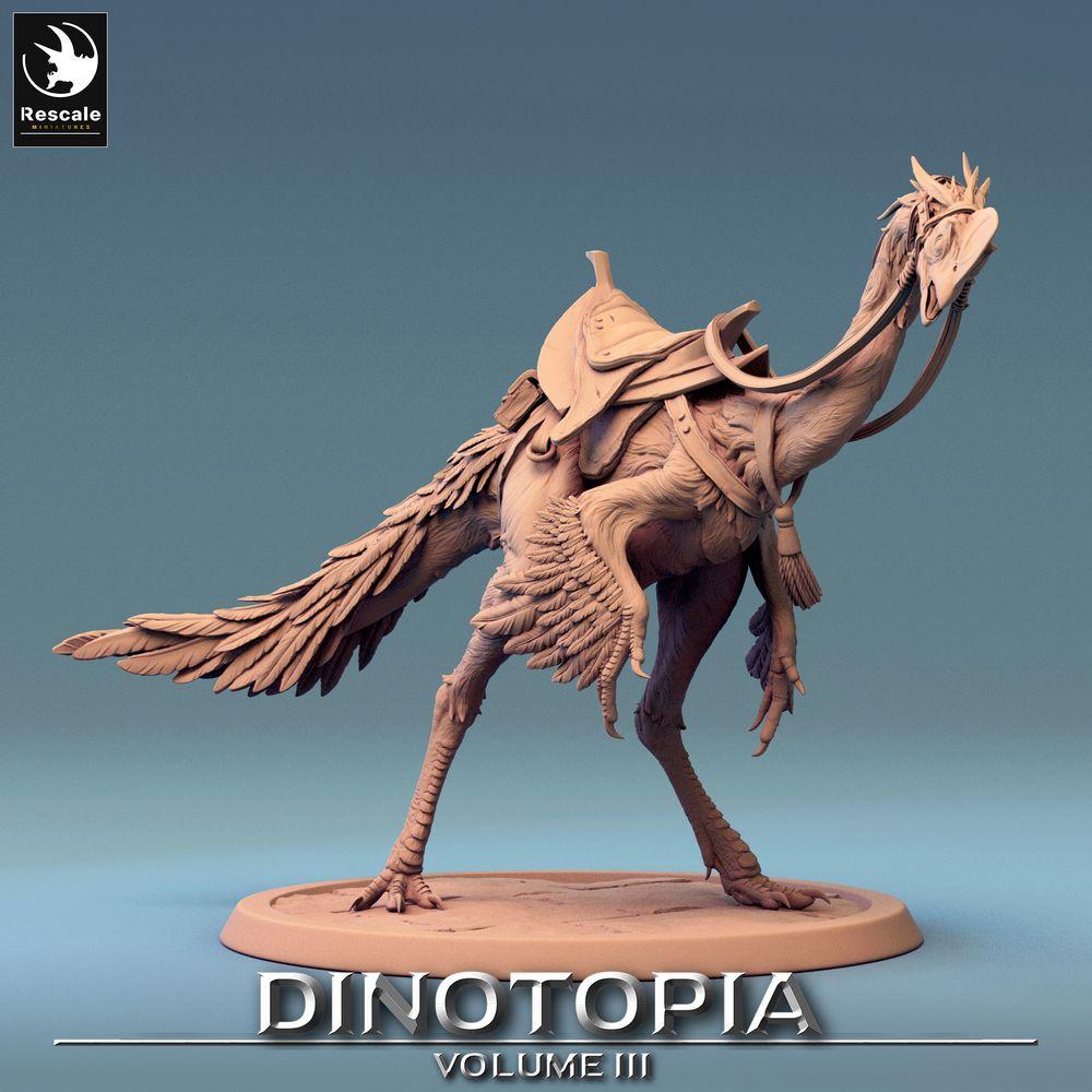 Foto del producto Tabletop 28mm Lord of the Print (LotP) 0: Miniatura de Tabletop: Oviraptor Raptor-Reittier - Montura de dinosaurio / Terrorvogel con silla y bridas (24_06_D6)