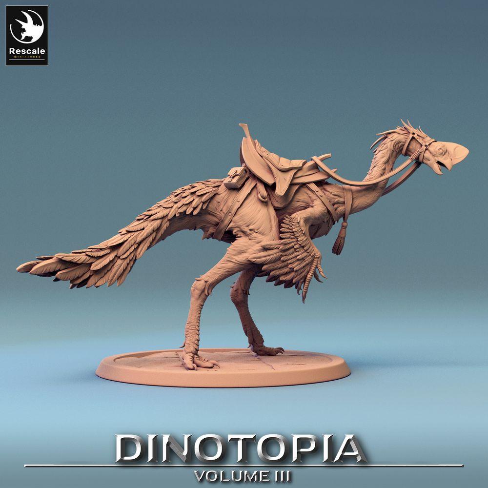 Foto del producto Tabletop 28mm Lord of the Print (LotP) 0: Miniatura de Tabletop: Oviraptor Raptor-Reittier - Montura de dinosaurio / Terrorvogel con silla y bridas (24_06_D6)