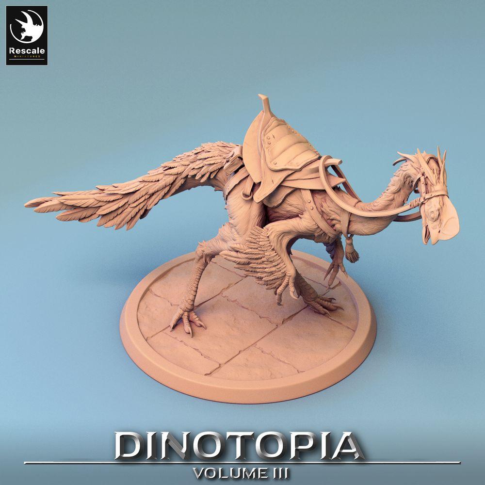 Foto del producto Tabletop 28mm Lord of the Print (LotP) 0: Miniatura de Tabletop: Oviraptor Raptor-Reittier - Montura de dinosaurio / Terrorvogel con silla y bridas (24_06_D6)
