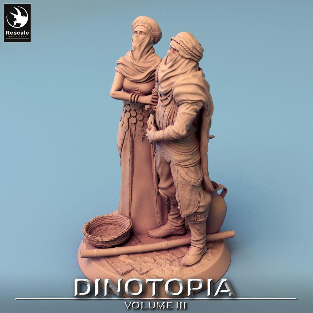 Foto del producto Tabletop 28mm Lord of the Print (LotP) 0: Set de figuras de fantasía: pareja de líderes nómadas del desierto, dúo de guardianes de la caravana, exploradores de las dunas (24_06_E29)
