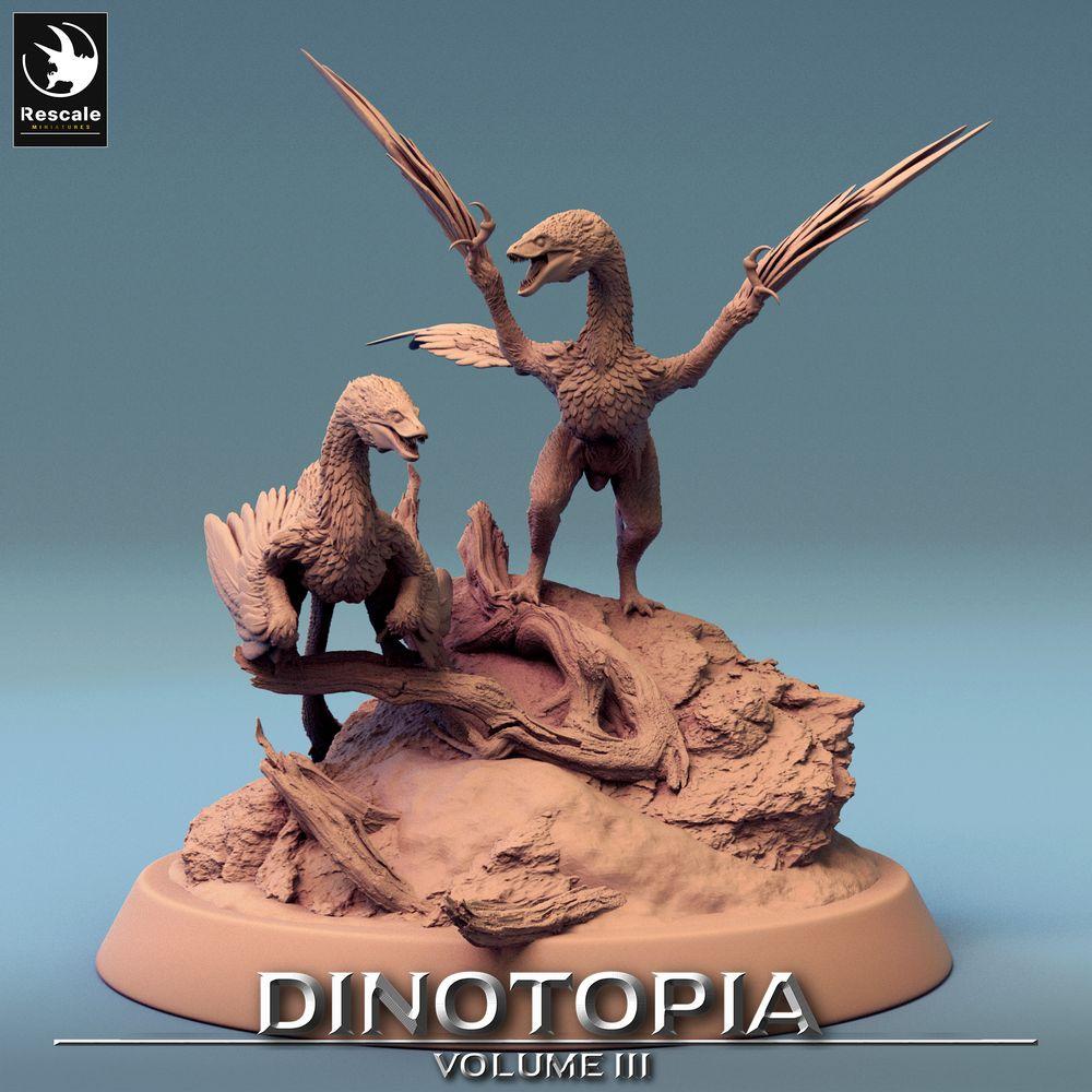 Foto del producto Tabletop 28mm Lord of the Print (LotP) 0: Miniatura de Tabletop: Microraptor Raptor, dinosaurio depredador con plumas, acechador sobre base de roca (24_06_A2)