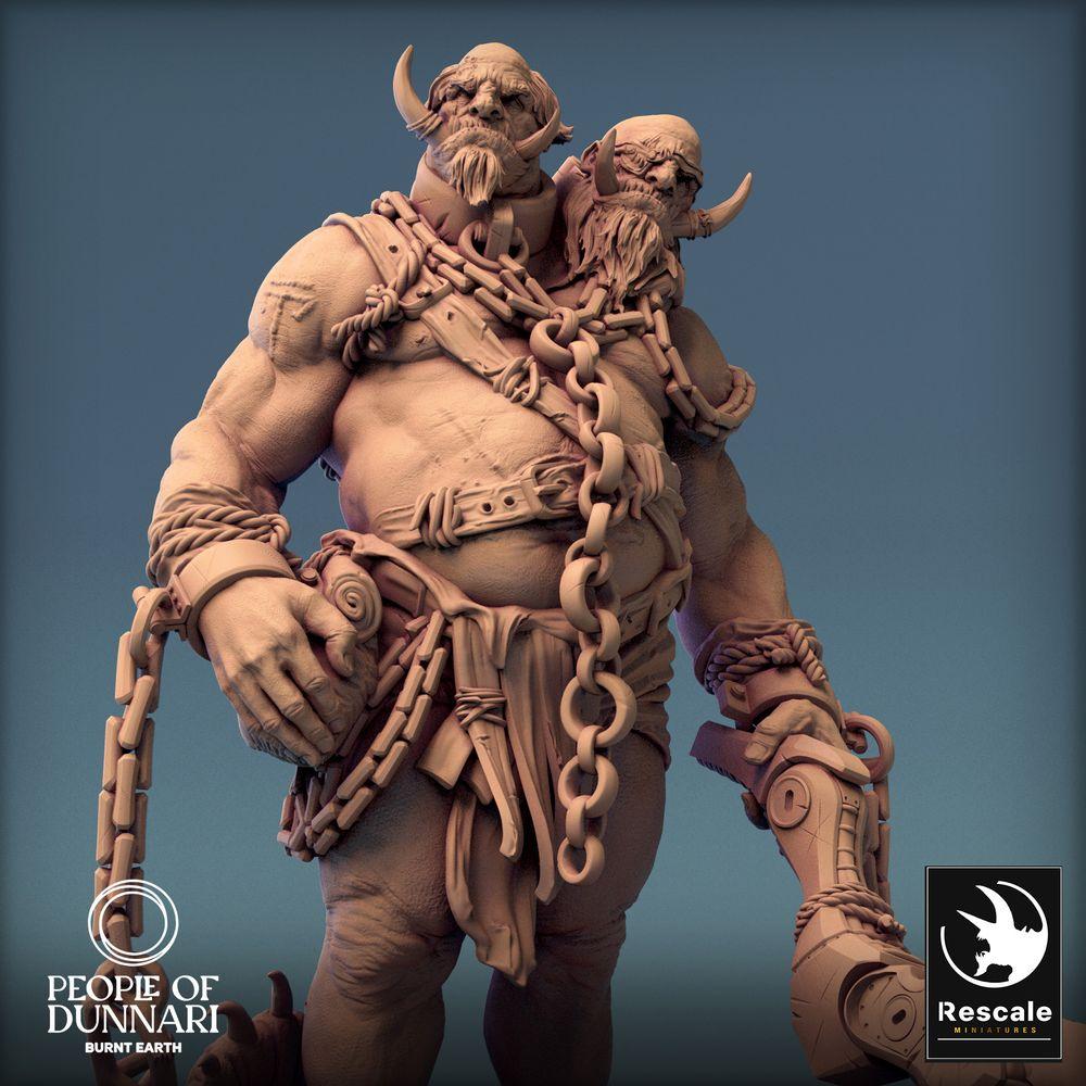 Produktfoto Tabletop 28mm Lord of the Print (LotP) 0: Tabletop Miniatur: Zweiköpfiger Oger / Ettin, Kettenwächter, Barbarischer Riesenkrieger, Bossgegner (24_03_I1)