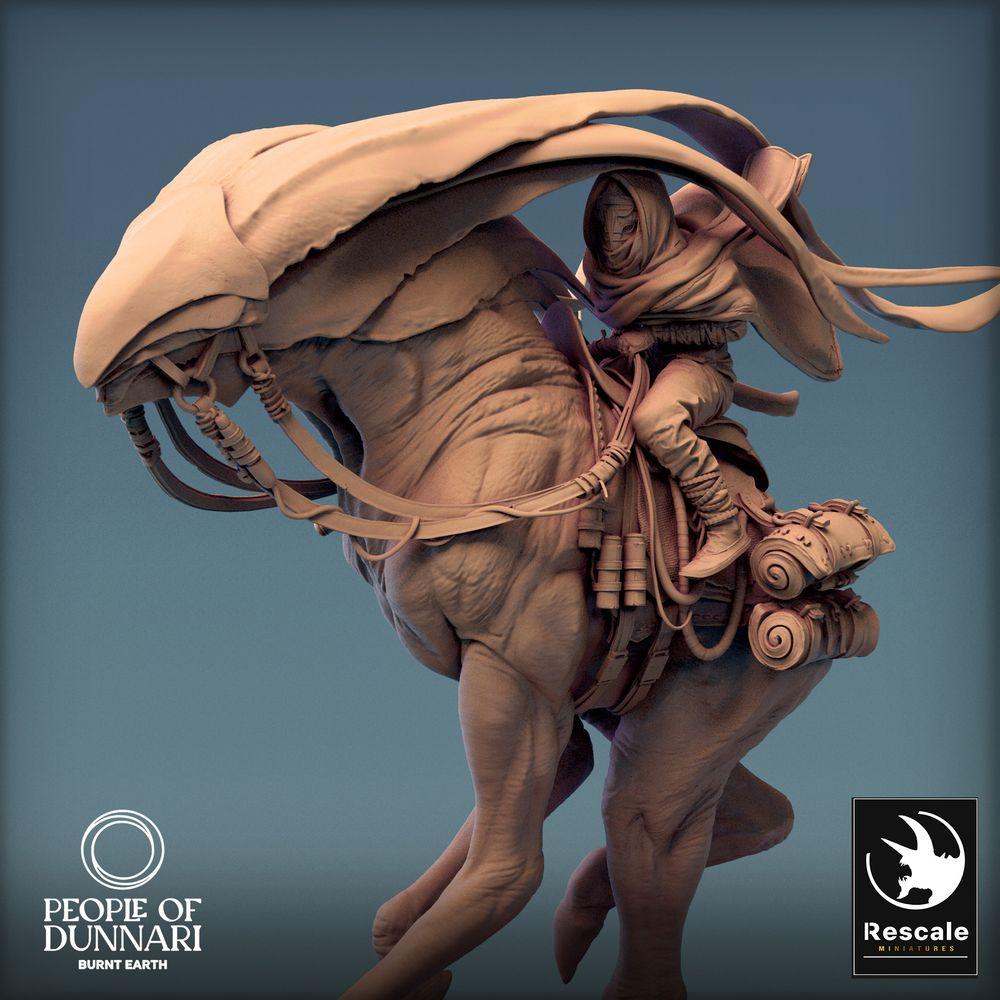 Foto del producto Tabletop 28mm Lord of the Print (LotP) 0: Miniatura de Tabletop: Jinete del desierto sobre bestia de guerra con lanza, jinete de bestias, explorador nómada, corredor (24_03_A1)