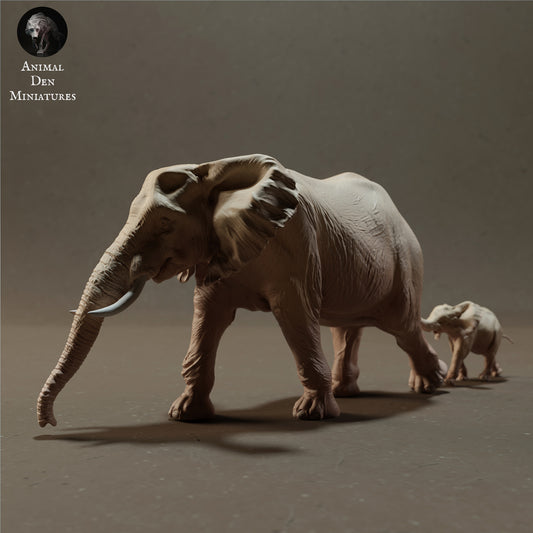 Foto del producto Figura de animal Diorama, Modelismo: 0: Elefante africano hembra y cría - Animales de la sabana