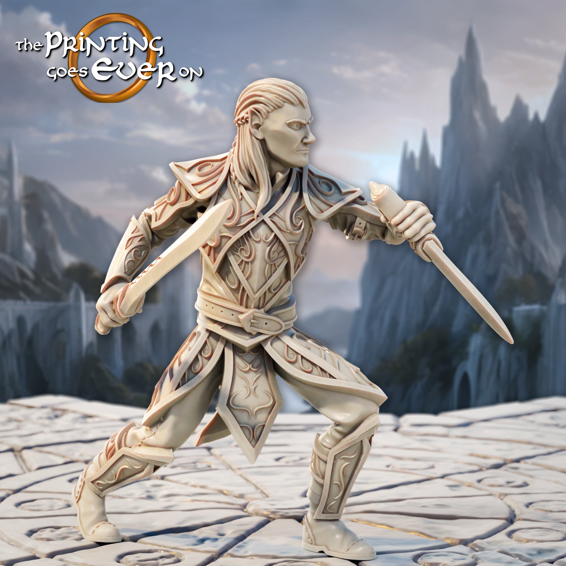 Foto del producto Tabletop 28mm The Printing Goes Ever On (TPGEO) 0: Duelistas Elfos - 2 Guerreros del Pueblo Élfico - Espadachines