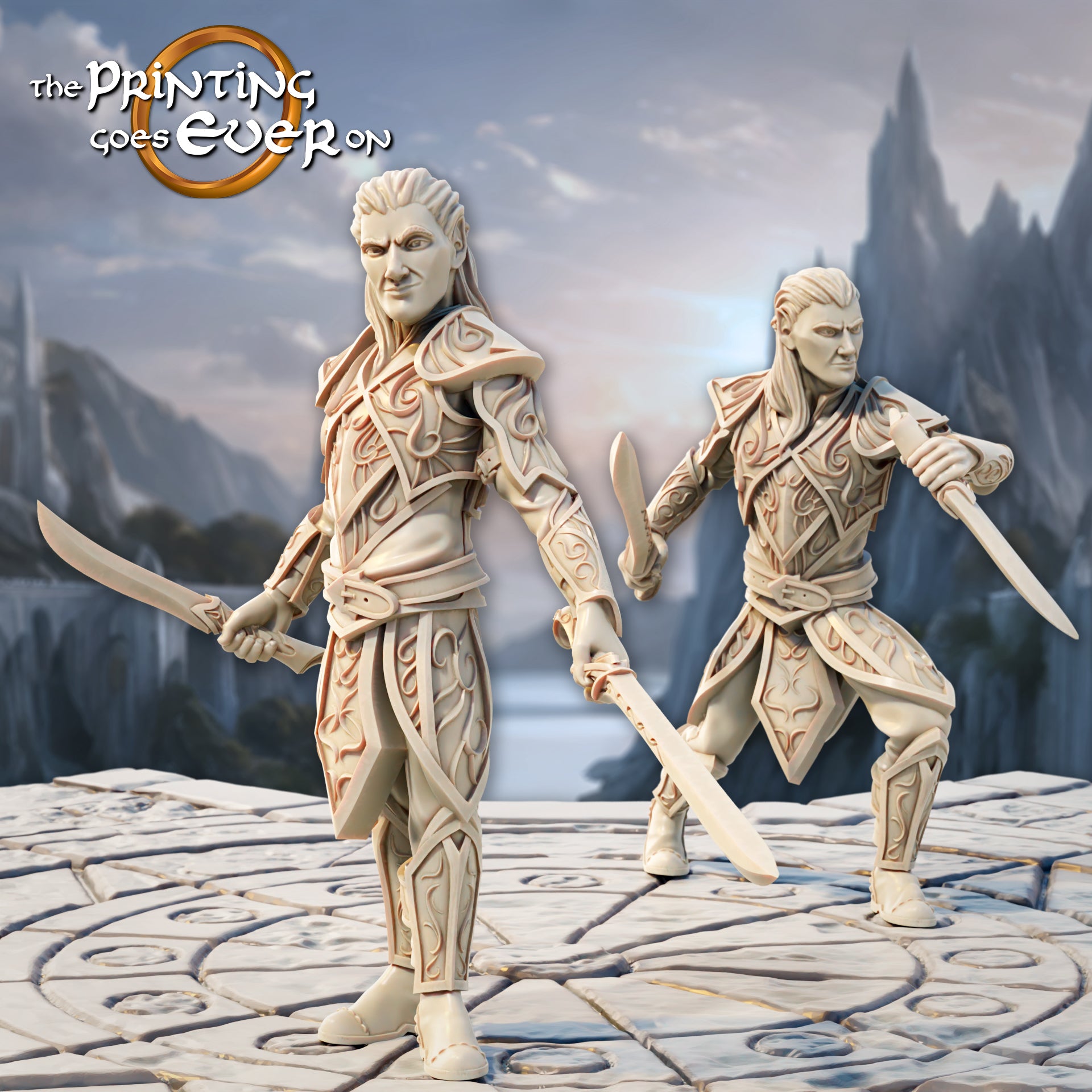 Foto del producto Tabletop 28mm The Printing Goes Ever On (TPGEO) 0: Duelistas Elfos - 2 Guerreros del Pueblo Élfico - Espadachines