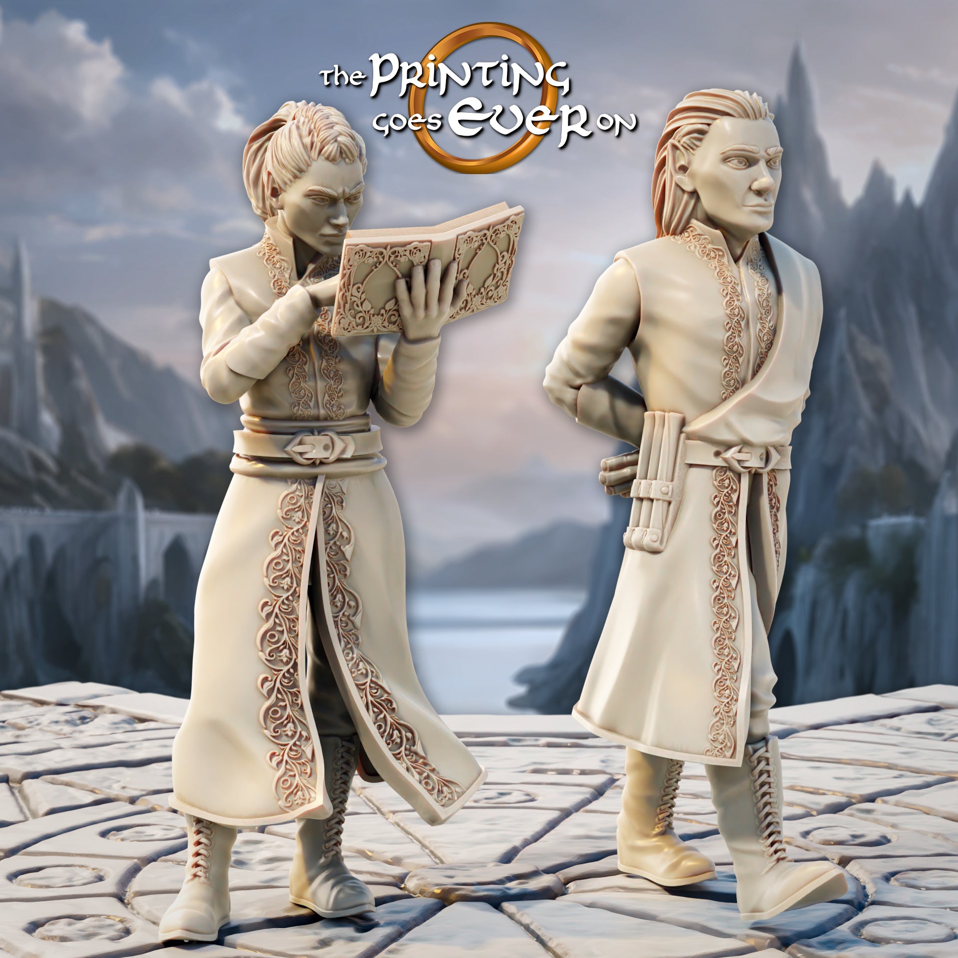 Foto del producto Tabletop 28mm The Printing Goes Ever On (TPGEO) 0: Elfo Maestro de Lore - 2 Maestros de Cuentos del Pueblo Élfico - Eruditos Élficos