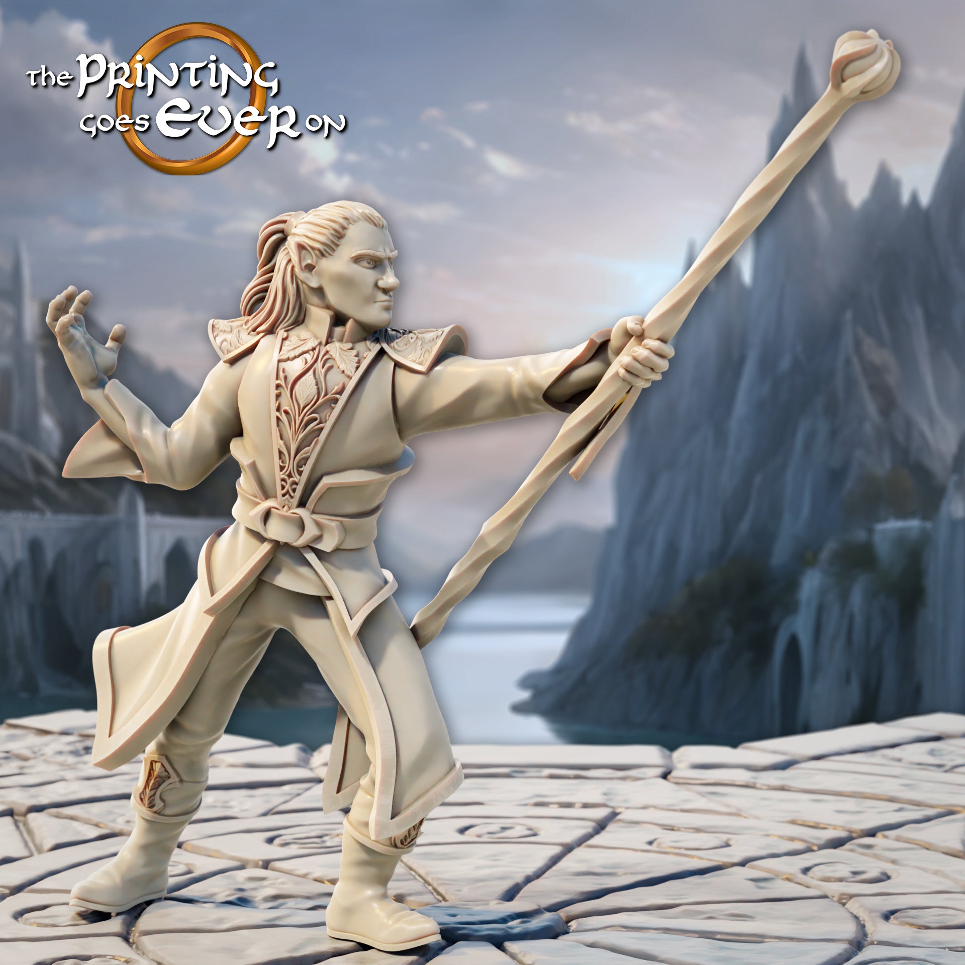 Foto del producto Tabletop 28mm The Printing Goes Ever On (TPGEO) 0: Mago Elfo - 2 Hechiceros del pueblo élfico - Invocador elemental