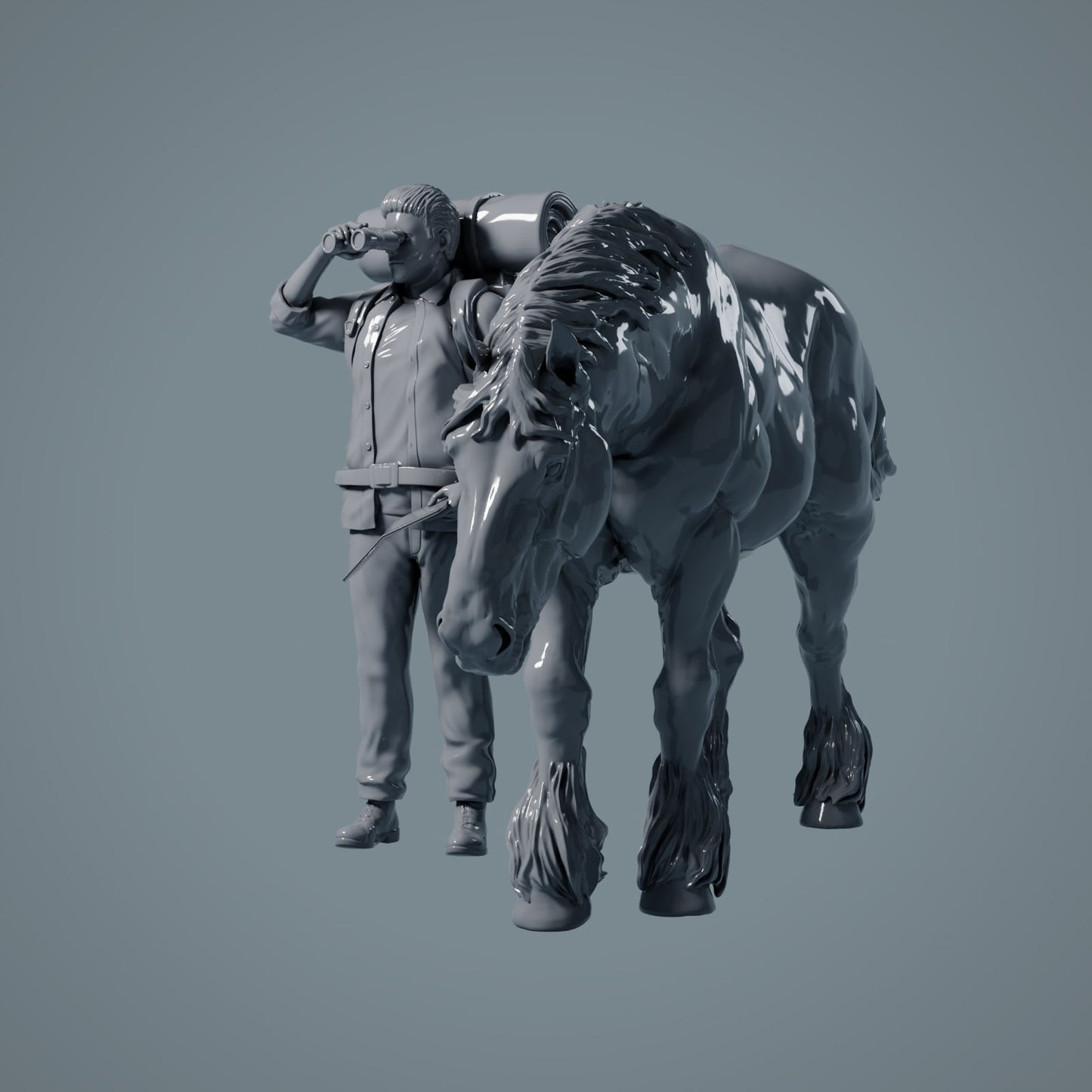 Figura de animal de granja: caballo comiendo - Suffolk Punch (a015)