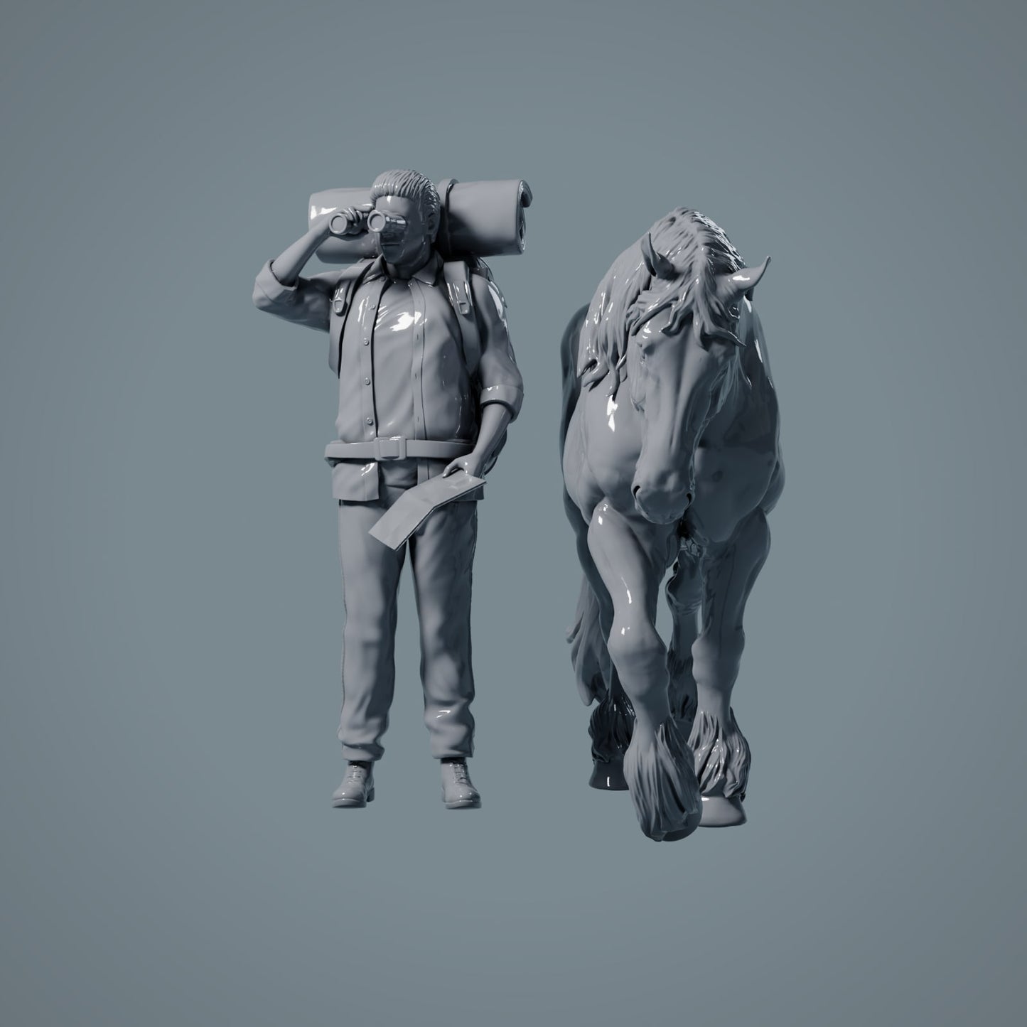 Figura de animal de granja: caballo caminando, yegua - Suffolk Punch (a012)
