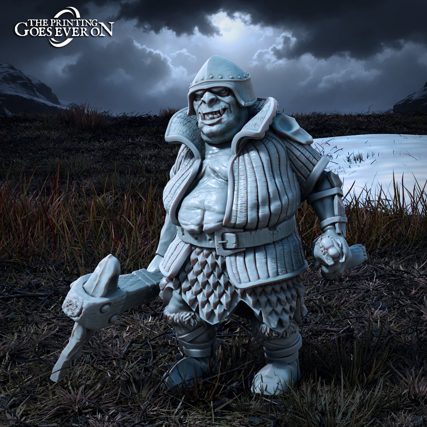 Produktfoto Tabletop 28mm The Printing Goes Ever On (TPGEO) 0: Ork Hauptmann - Gormuk der Opulente zu Fuß und auf dem Warg - Böse Kreaturen der Nordreiche