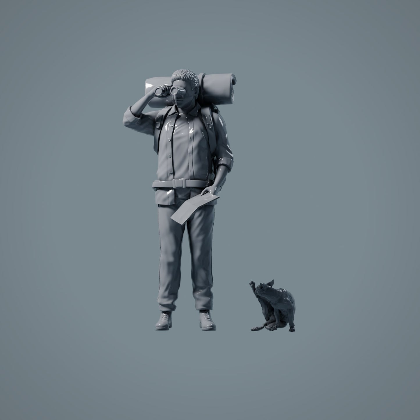 Figura de mascota: gato acicalándose (a001)