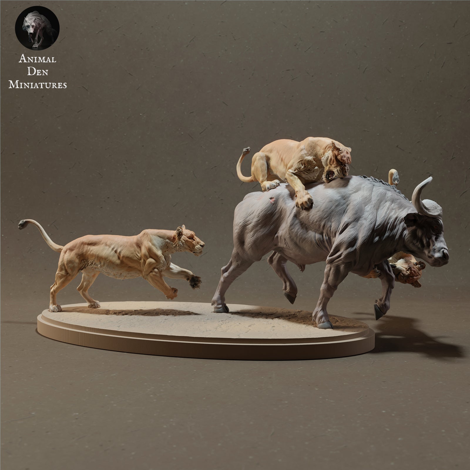 Foto del producto figura de animal diorama, modelismo: 0: leones cazando búfalo africano - animales de la sabana