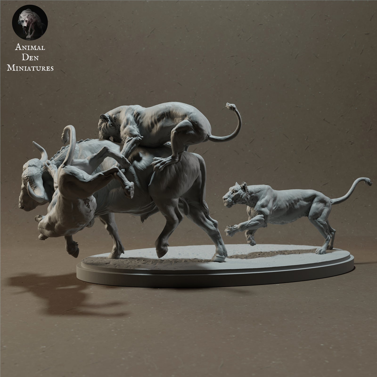 Foto del producto figura de animal diorama, modelismo: 0: leones cazando búfalo africano - animales de la sabana