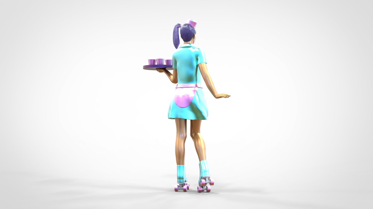 Foto del producto 0: Camarera sobre patines 1: Servicio con tablet trayendo bebidas