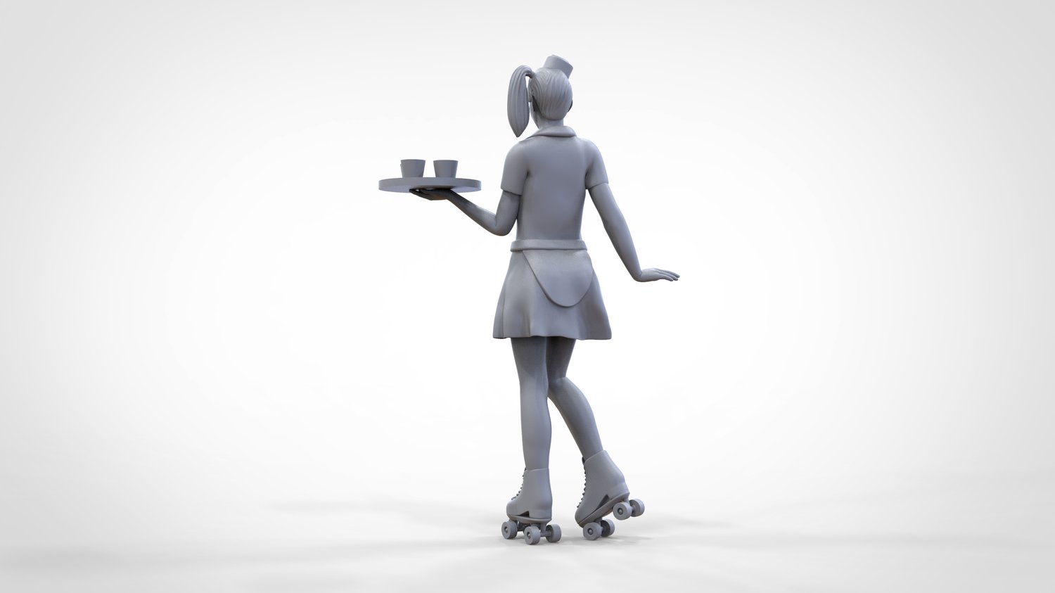 Foto del producto 0: Camarera sobre patines 1: Servicio con tablet trayendo bebidas