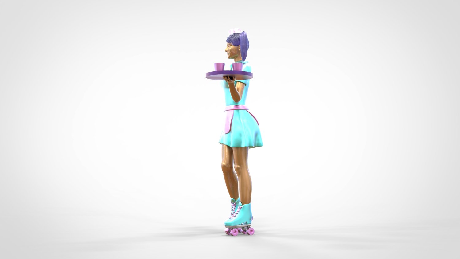 Foto del producto 0: Camarera sobre patines 1: Servicio con tablet trayendo bebidas