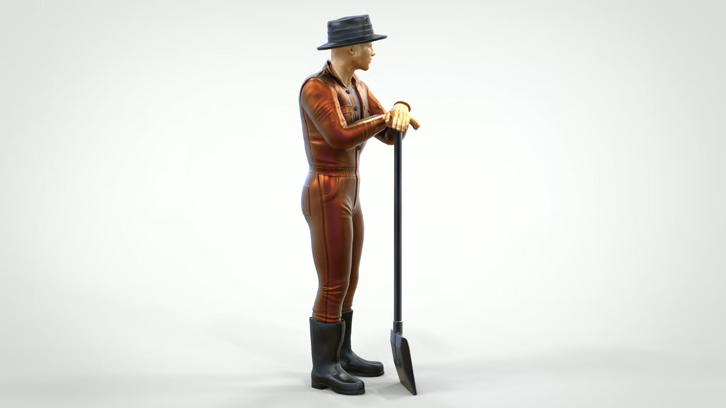 Diorama Modellbau Produktfoto 0: Lokheizer mit Kohleschaufel – Figur in Arbeitsanzug und Hut (Ref. Nr. 450)
