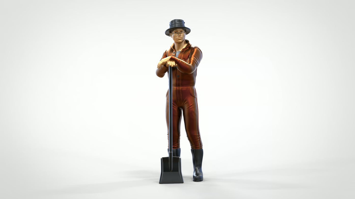 Diorama Modellbau Produktfoto 0: Lokheizer mit Kohleschaufel – Figur in Arbeitsanzug und Hut (Ref. Nr. 450)