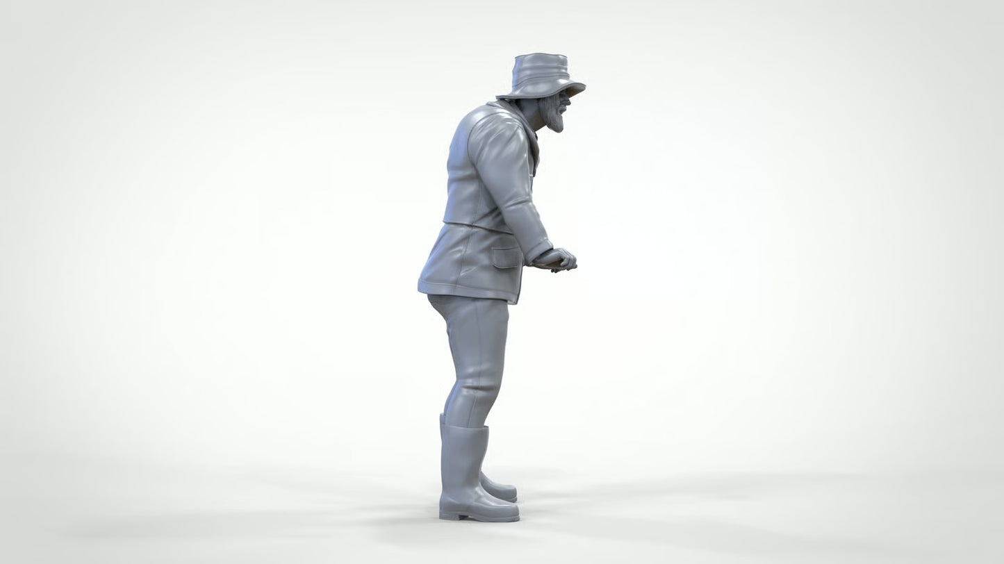 Diorama Modellbau Produktfoto 0: Seemann mit Seil – Figur in Regenjacke und Gummistiefel (Ref. Nr. 445)