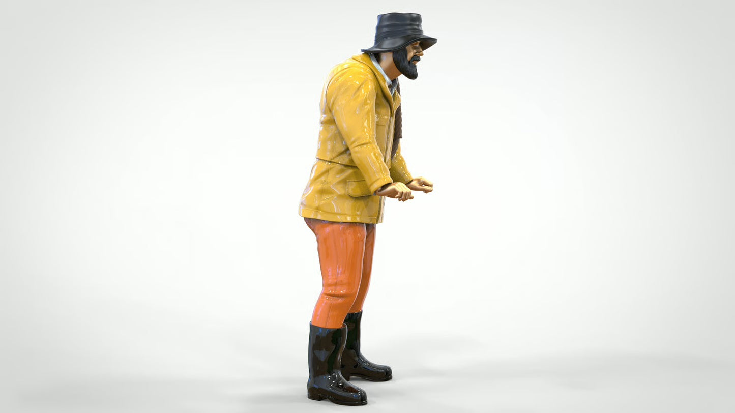 Diorama Modellbau Produktfoto 0: Seemann mit Seil – Figur in Regenjacke und Gummistiefel (Ref. Nr. 445)