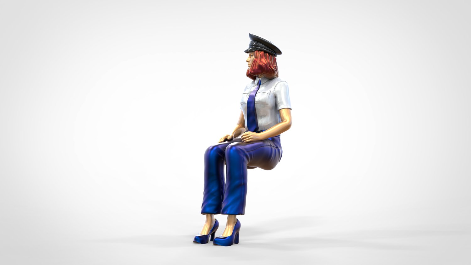 Foto del producto 0: Piloto en uniforme sentado: Personal de avión - operando una palanca