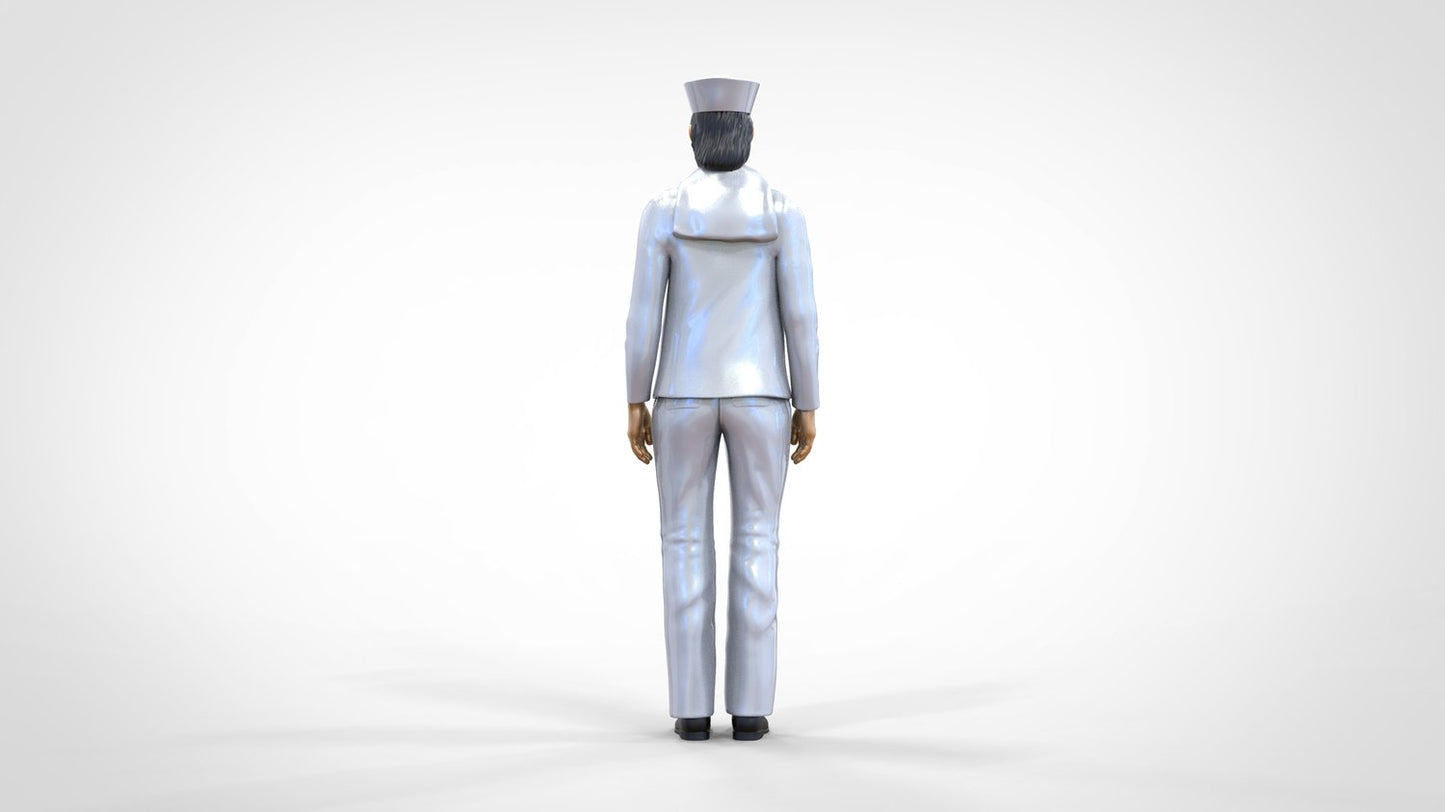 Foto del producto 0: Marinera femenina: mujer de mar en uniforme en posición