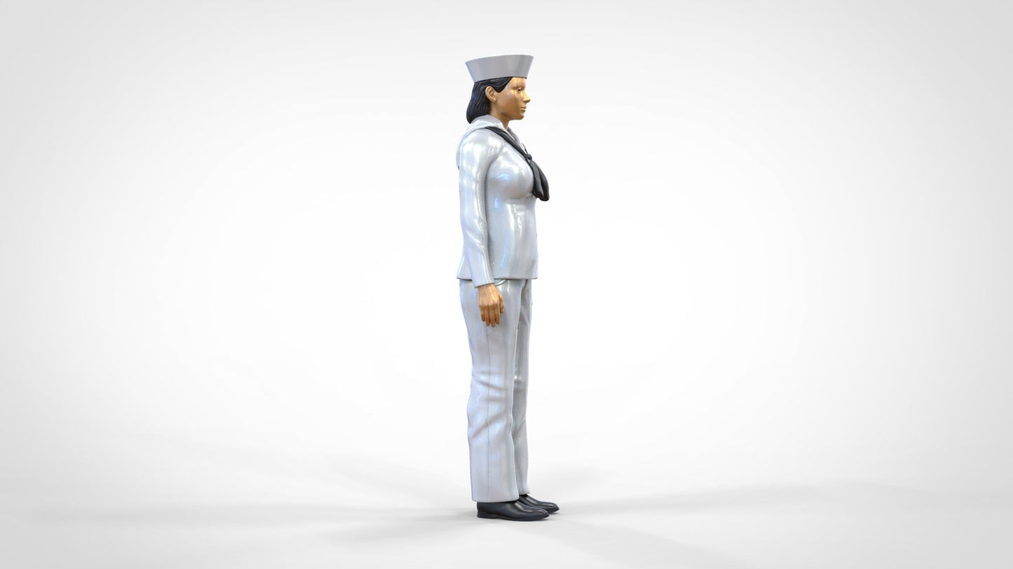 Foto del producto 0: Marinera femenina: mujer de mar en uniforme en posición