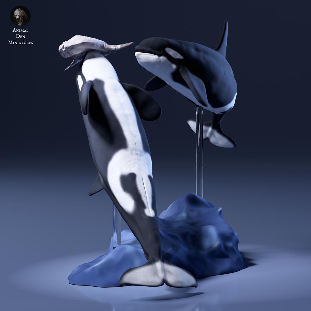 Foto del producto, figura de animal Animal Den Miniatures 7: animales marinos, figura de animal: pez luna y orcas (26_09_07)