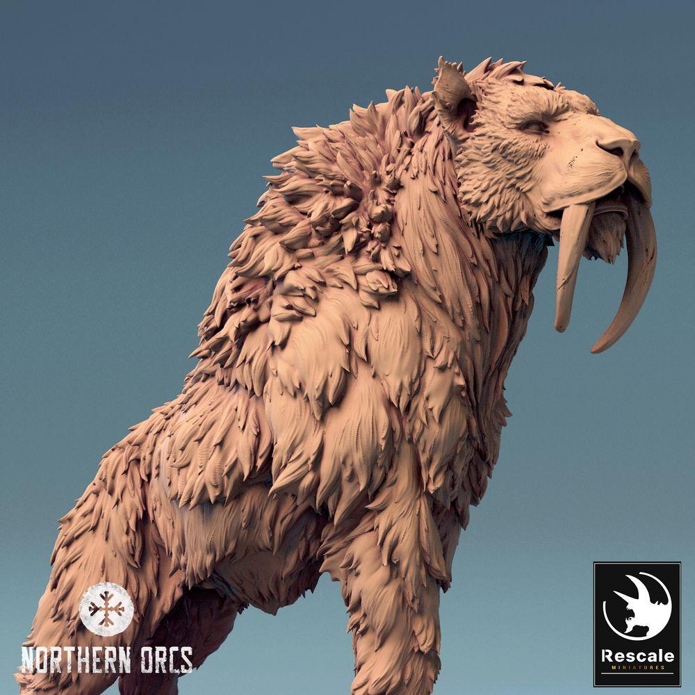 Foto del producto Tabletop 28mm Lord of the Print (LotP) 0: Miniatura de Tabletop: Tigre de dientes de sable Bestia del frío, Gato alfa, Jefe monstruo, Bestia de guerra montura (24_04_C1)