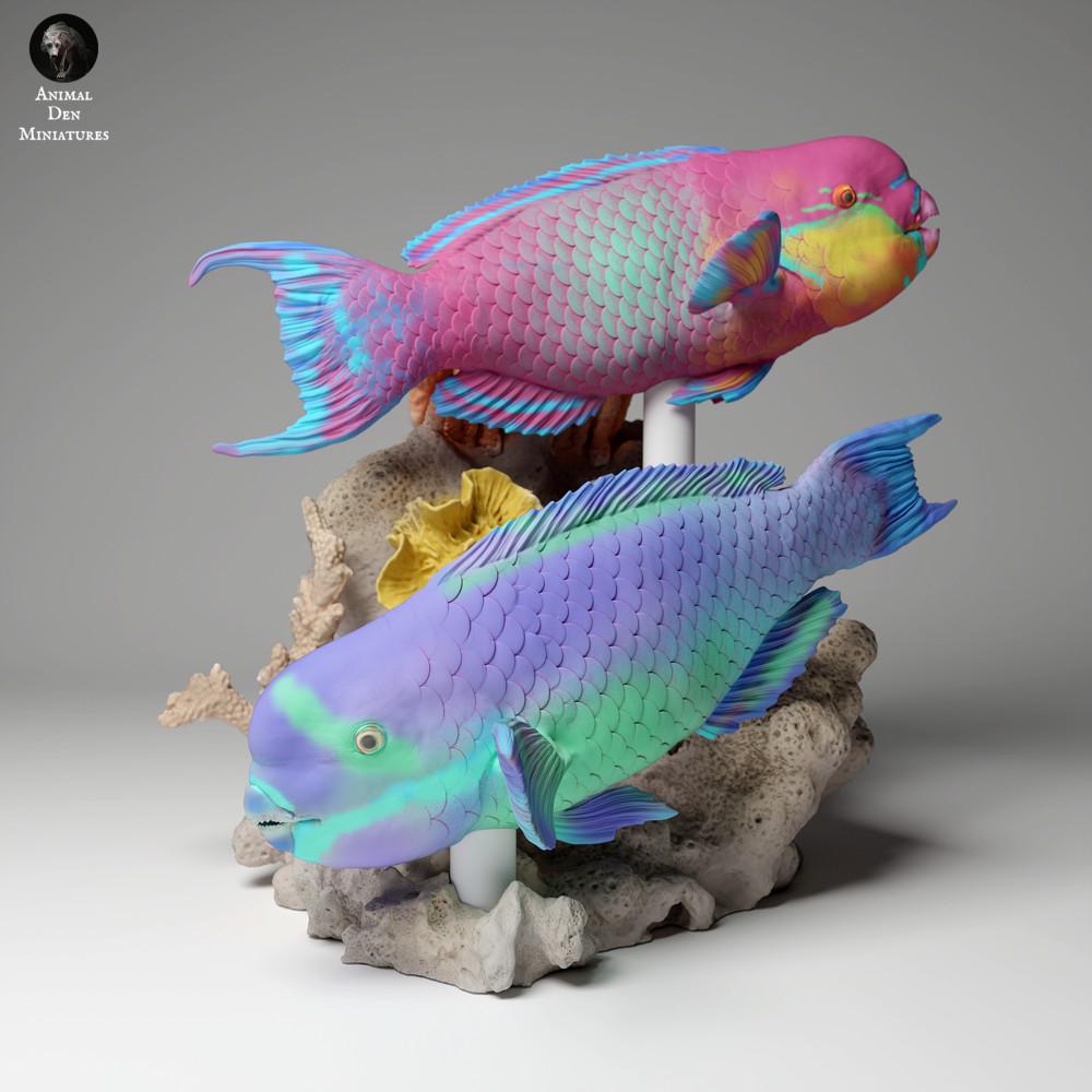 Foto de producto de figura de animal Animal Den Miniatures 2: Figura de animal marino: pez loro de cabeza empinada (24_05_01)