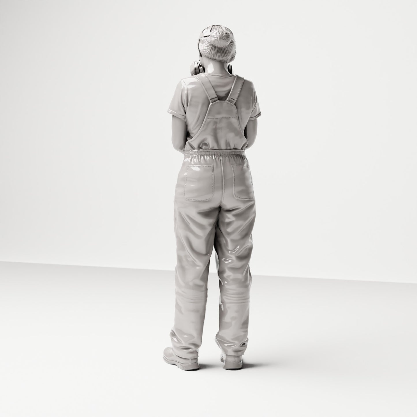 Stehende Figur: Mann in Latzhose mit Atemschutzmaske & Handgerät (Ref. Nr. 490) - vollständige Studioansicht 4