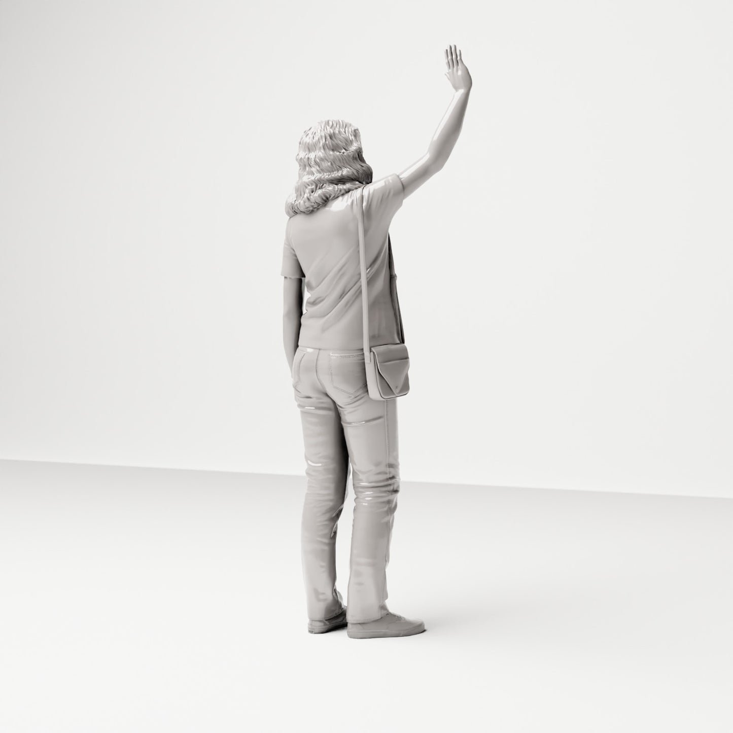 Stehende Figur: Passant im Freizeitoutfit winkend (Ref. Nr. 504) - vollständige Studioansicht 4