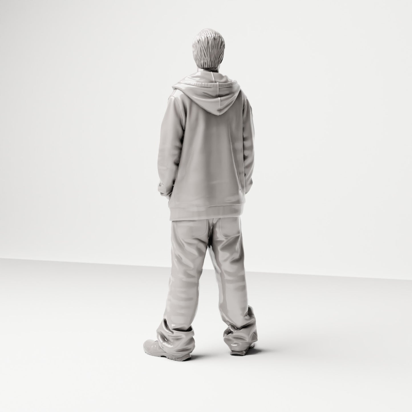 Stehende Figur: Mann mit Kapuzenjacke & T-Shirt (Ref. Nr. 510) - vollständige Studioansicht 4