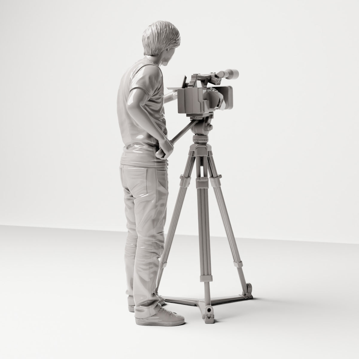 Stehende Figur: Kameramann mit Videokamera auf Stativ (Ref. Nr. 511) - vollständige Studioansicht 4