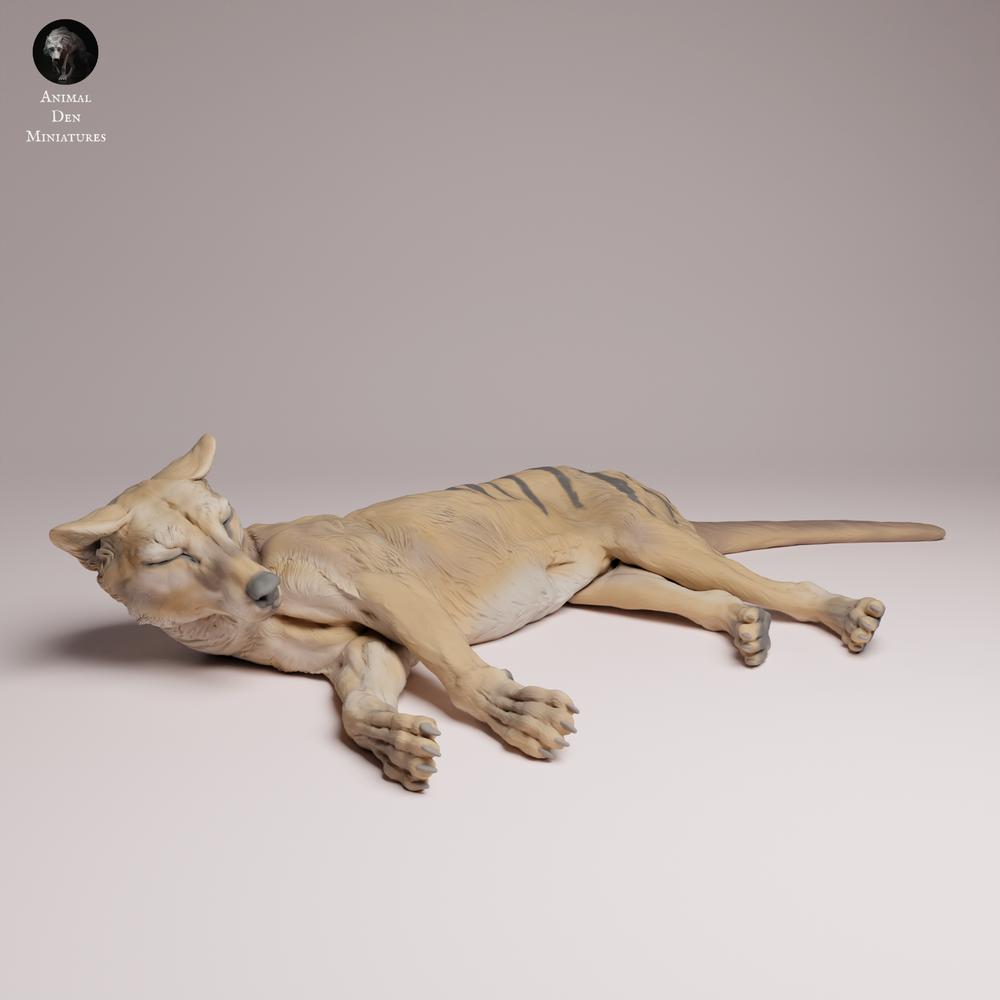 Foto del producto Tabletop 28mm Lord of the Print (LotP) 3: figura de animal salvaje: tigre de Tasmania - tumbado (26_04_07)