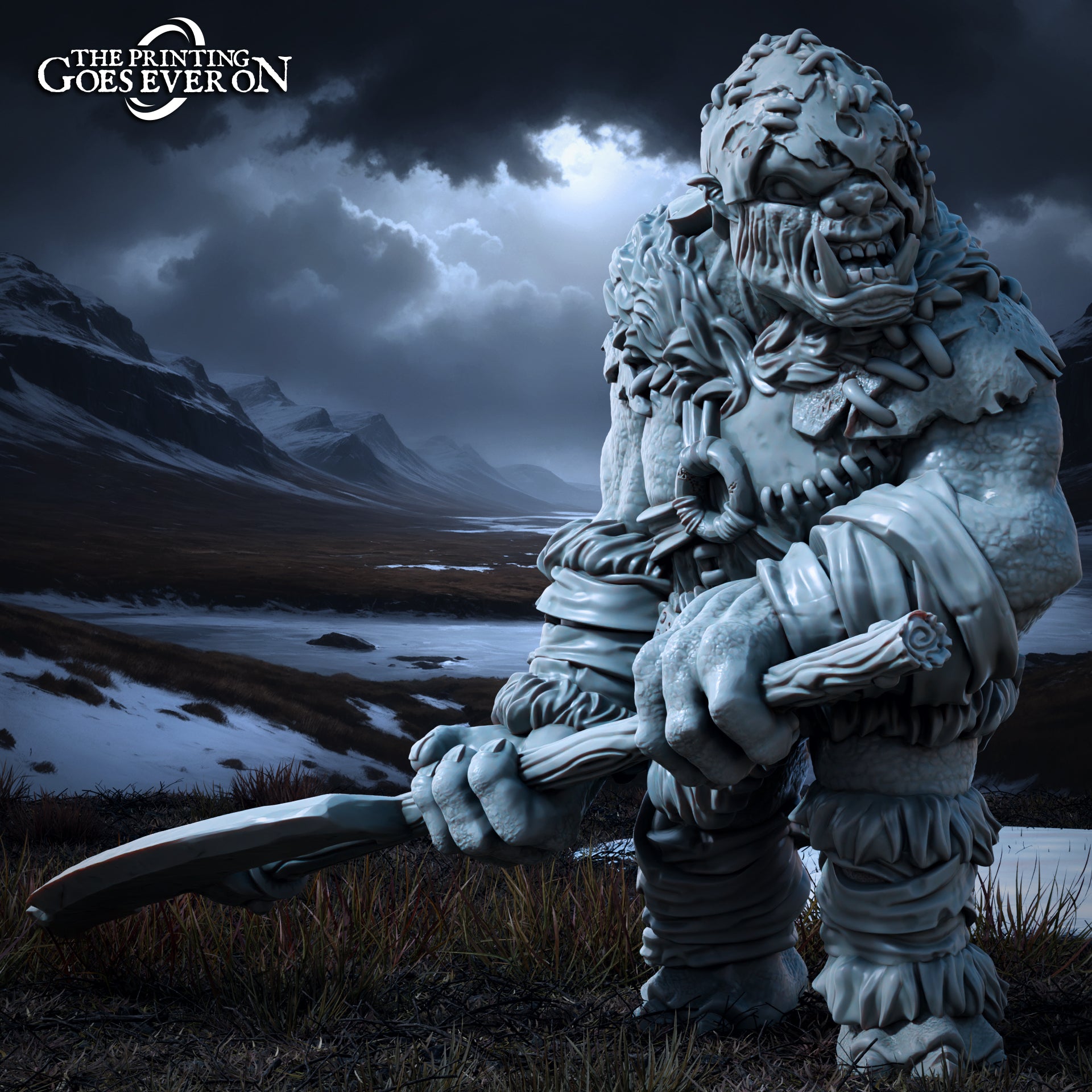 Foto del producto Tabletop 28mm The Printing Goes Ever On (TPGEO) 0: Poderoso Jefe Troll - Gran Bestia - Criaturas Malvadas de los Reinos del Norte