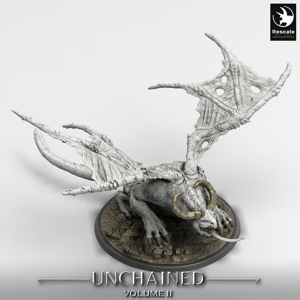 Foto del producto Tabletop 28mm Lord of the Print (LotP) 0: Miniatura de Tabletop: Bestia demoníaca alada, gárgola de hueso, monstruo jefe no muerto (Horror Alado) (24_05_H5)