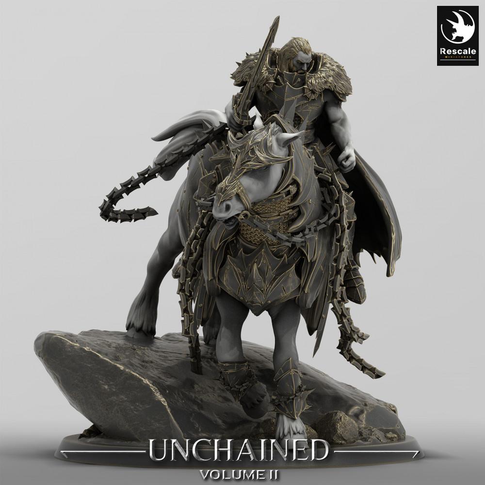 Foto del producto Tabletop 28mm Lord of the Print (LotP) 0: Miniatura de Tabletop: Caballero Oscuro / Death Knight en caballo de guerra blindado - Figura de jinete con espada de dos manos y arma de cadena, líder de la caballería oscura (24_05_M)