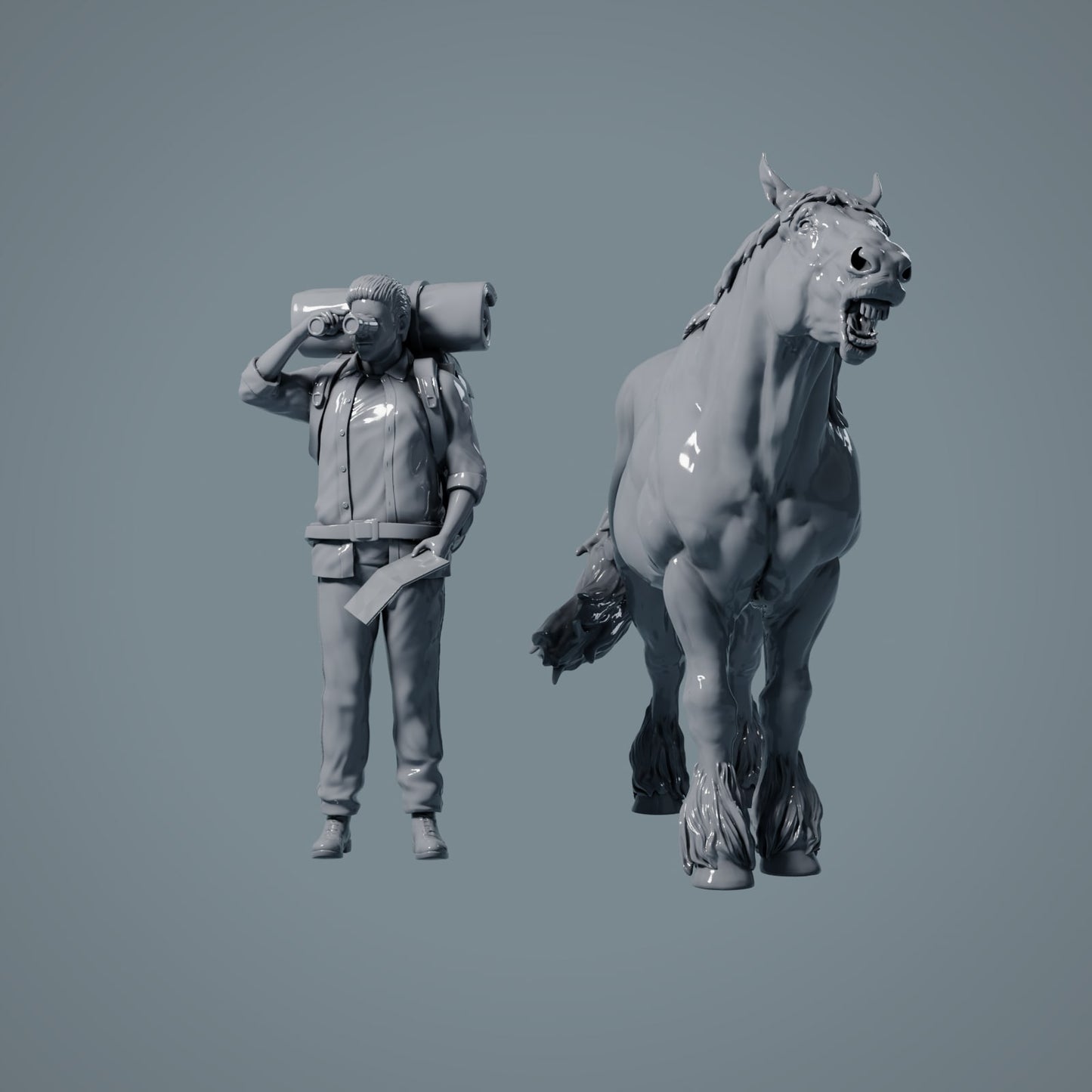 Figura de animal de granja: caballo relinchando - Suffolk Punch (a011)
