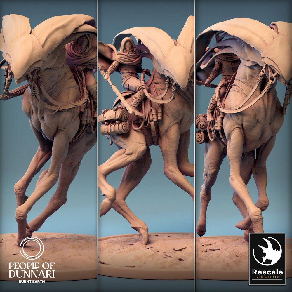 Foto del producto Tabletop 28mm Lord of the Print (LotP) 0: Miniatura de Tabletop: Nómada del desierto Jinete de bestias, explorador de caballería ligera con sable (24_03_A3)