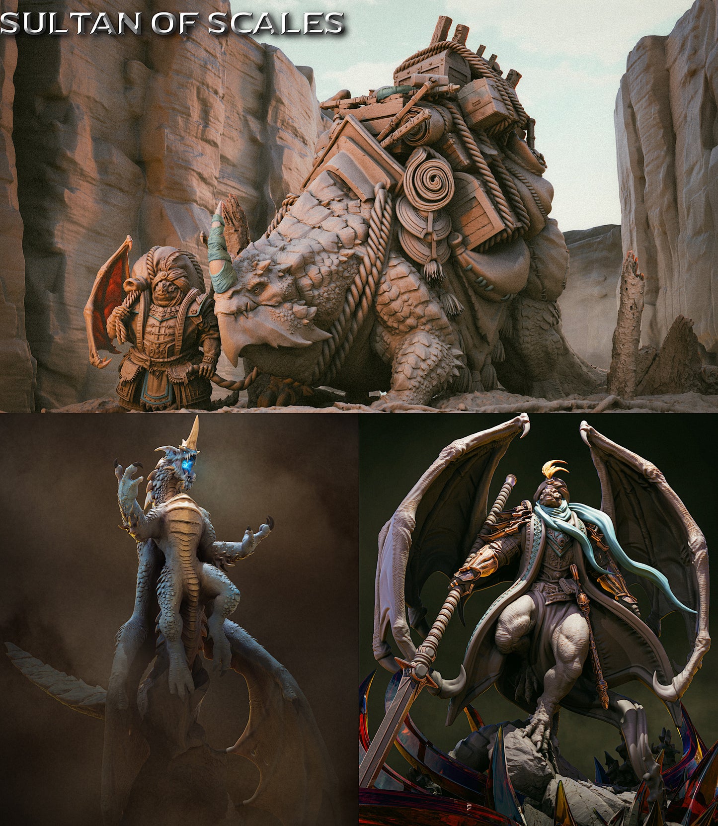 Vendedor de dragón - Comerciante influyente con bestia de carga - Vendedor en el desierto (B)
