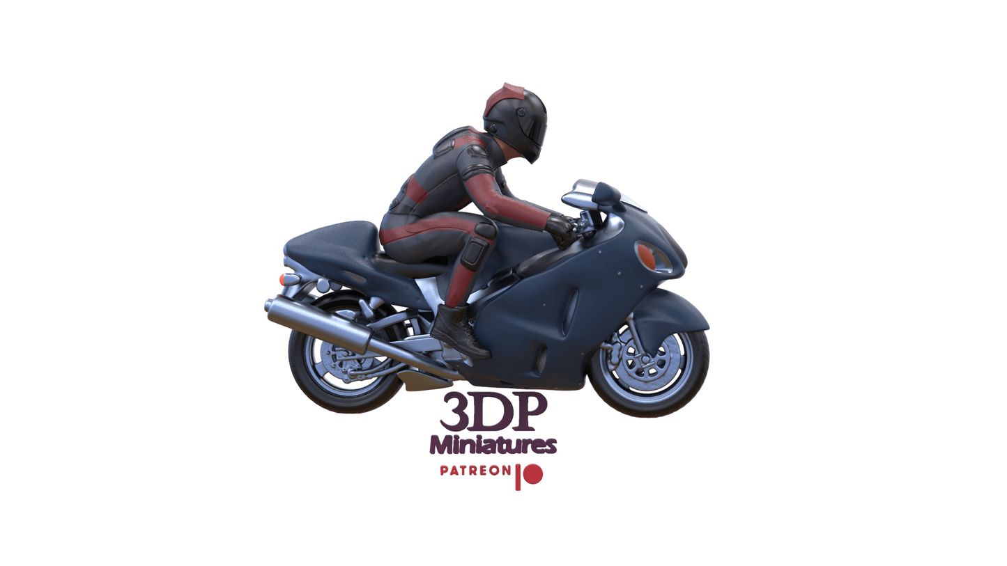 Produktfoto Diorama und Modellbau Miniatur Figur: Mann auf Motorrad