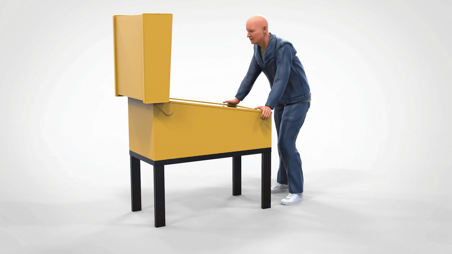 Foto del producto diorama y modelo de miniatura: Hombre en la máquina de pinball