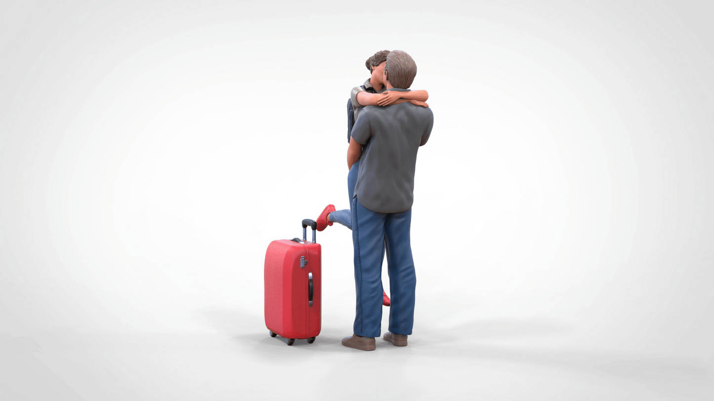 Foto del producto Diorama y modelismo figura en miniatura: Pareja con maleta - Despedida de una pareja viajera