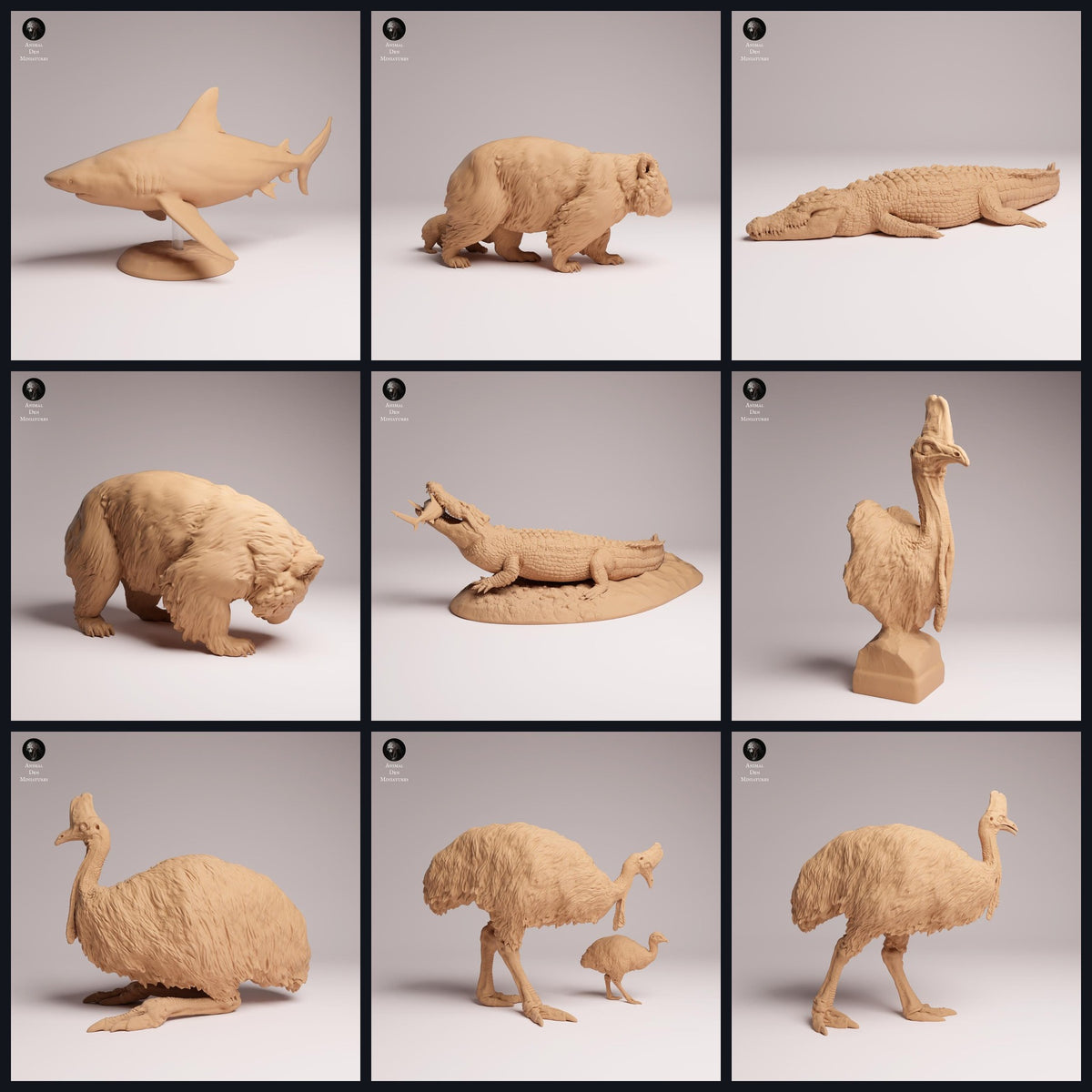 Collage con figuras de animales de Animal Den Miniatures: Predators Reptiles and Wild Birds, lanzamiento 26_05.